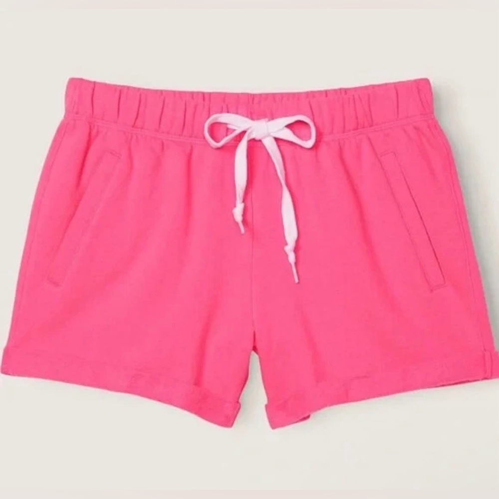 Victoria's Secret PINK Fleece Boyfriend Rolled Hem Shorts Capri Pink Size XL